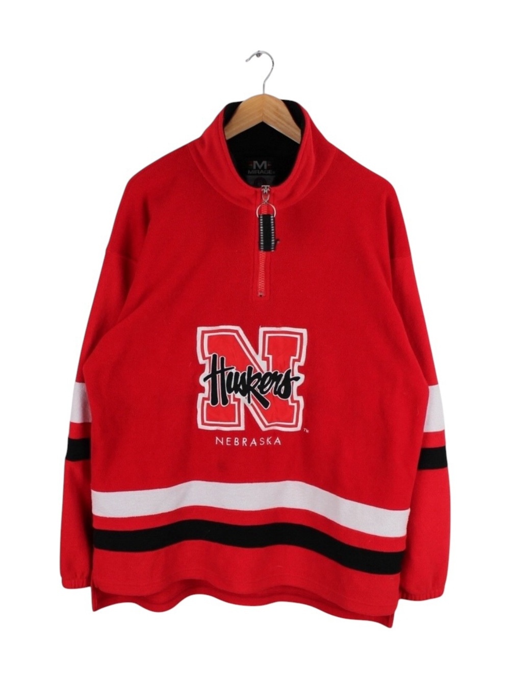 Vintage Nebraska Huskers Mirage Fleece 1/4‎ Zip Red Pullover Large Oversized